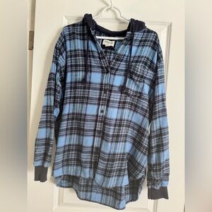 American Eagle Outfitters Blue and Black Plaid Shirt